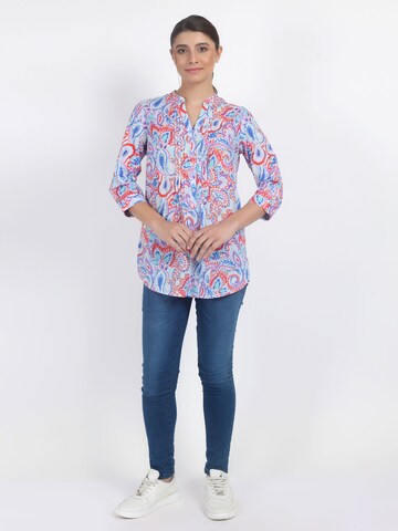 VICCI Germany Leichte Baumwollbluse mit Paisleydruck und Biesendetails in Blau: Vorderseite