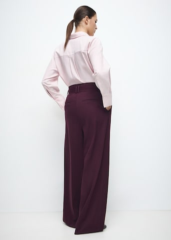 MANGO Wide leg Pleat-Front Pants 'Salitre' in Red