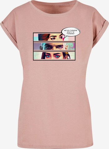 Merchcode Shirt 'Thinking Comic' in Roze: voorkant