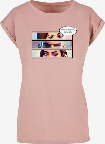 Merchcode T-Shirt 'Thinking Comic' in Pink: predná strana