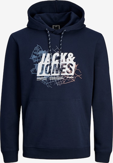 S dydžio Megztinis be užsegimo 'JCOMap' iš JACK & JONES, spalva – tamsiai mėlyna / šviesiai mėlyna / šviesiai oranžinė / balta, Prekių apžvalga