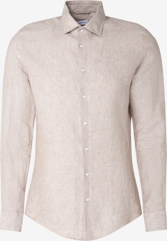 SEIDENSTICKER Slim fit Button Up Shirt in Beige: front