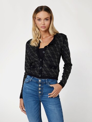 GUESS Knit Cardigan in Black: front
