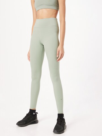 NIKE Skinny Sports trousers 'One Luxe' in Green: front