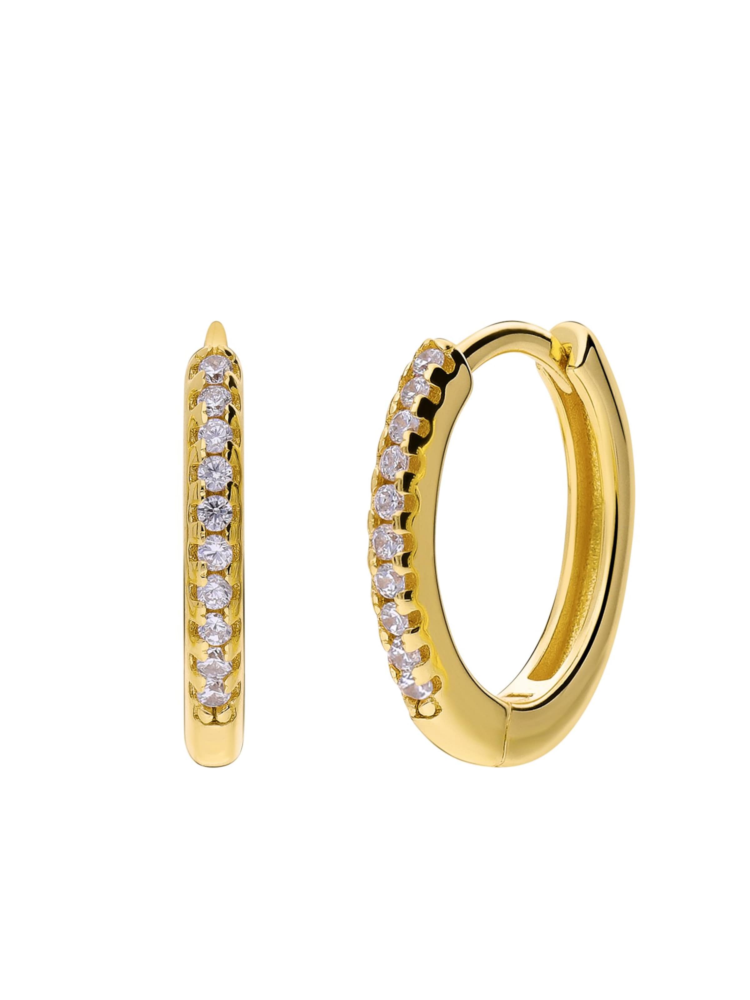 Lucardi Oorbellen 'Modernes Basic' in de kleur Goud / Transparant, Productweergave