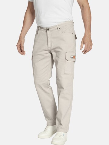 Jan Vanderstorm Loose fit Cargo Pants ' Carlson ' in Beige: front