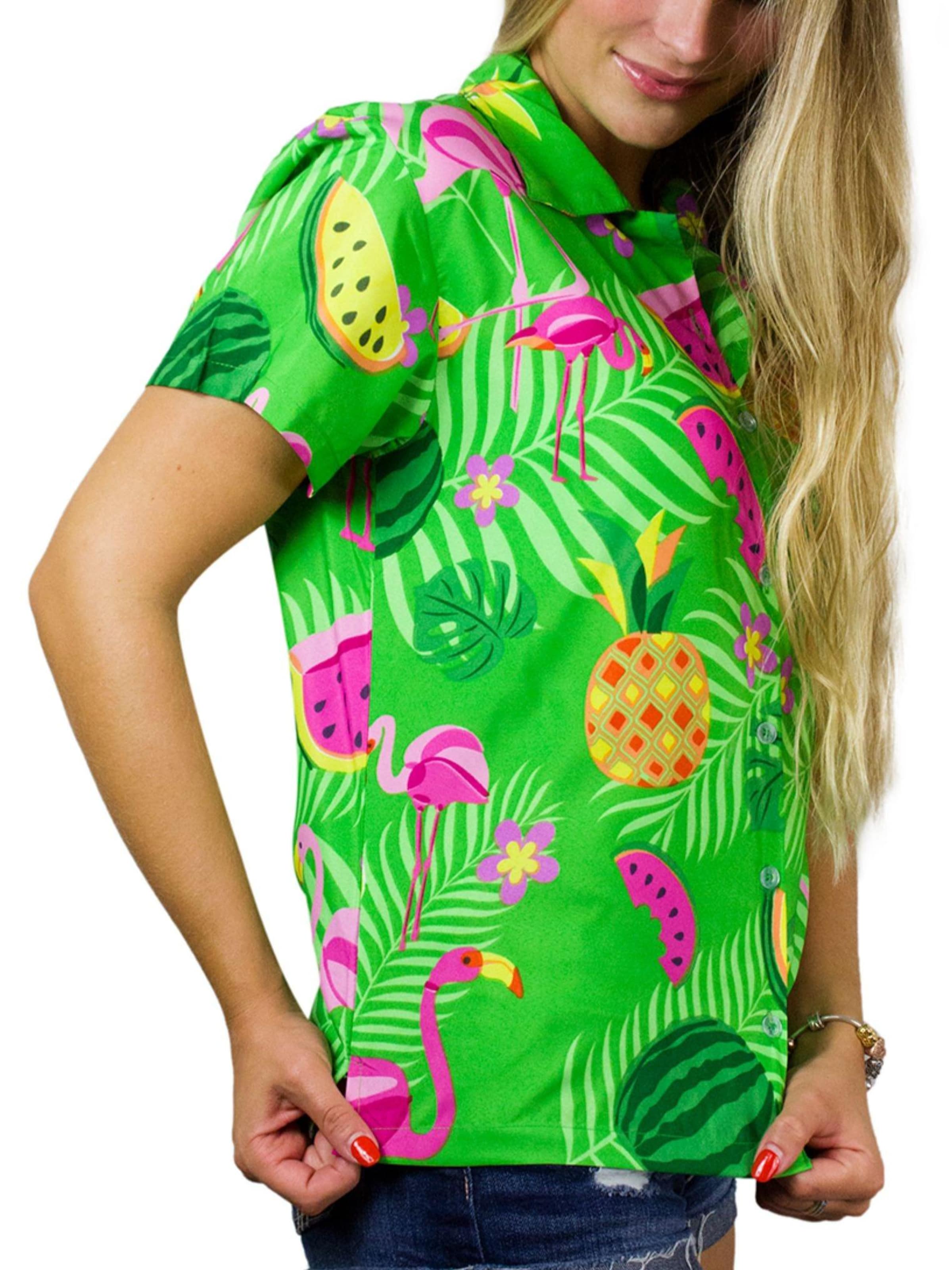 King Kameha Bluse 'Flamingo Melone'‌ in Grün
