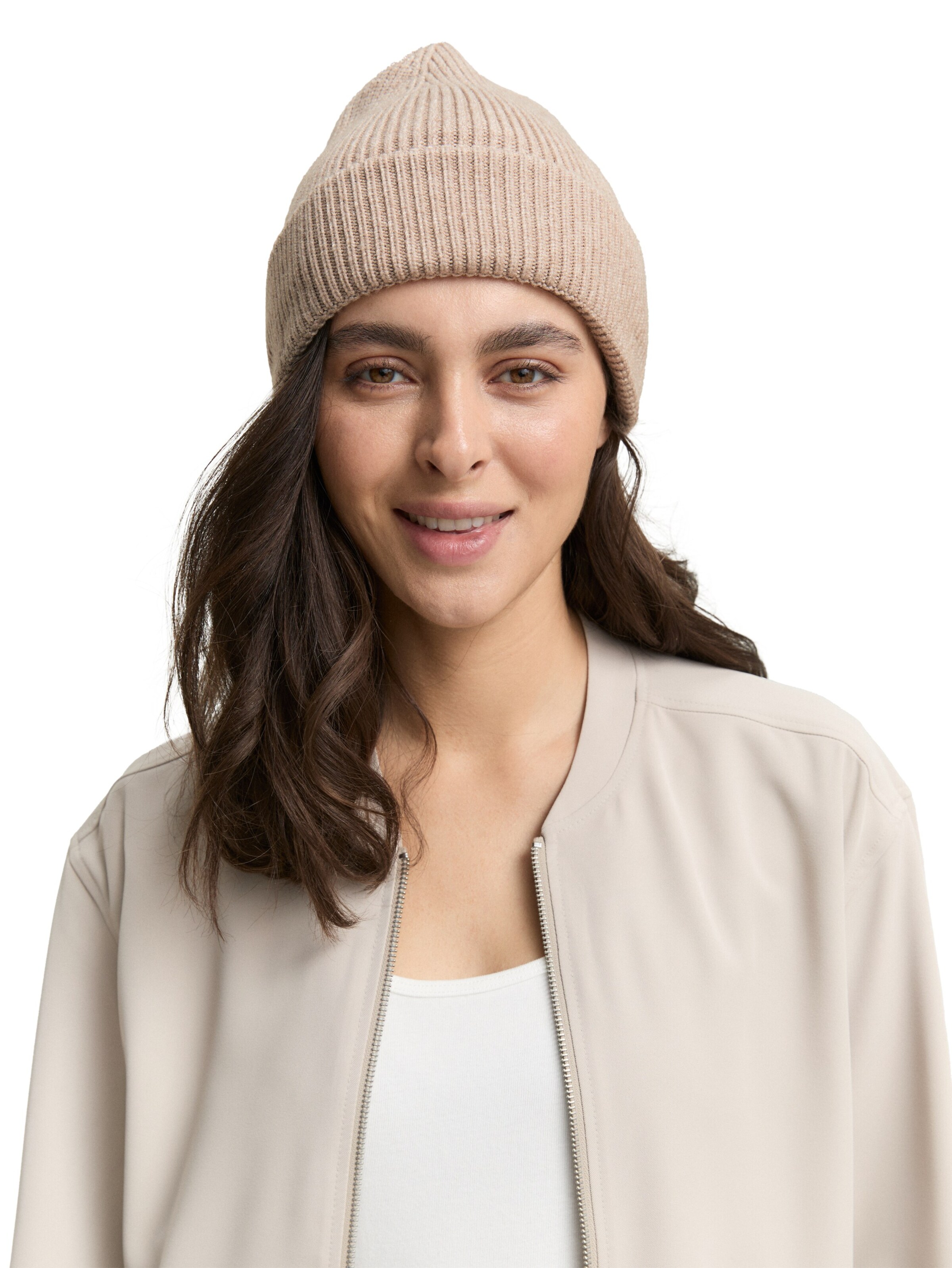 TOM TAILOR Beanie in Beige: front
