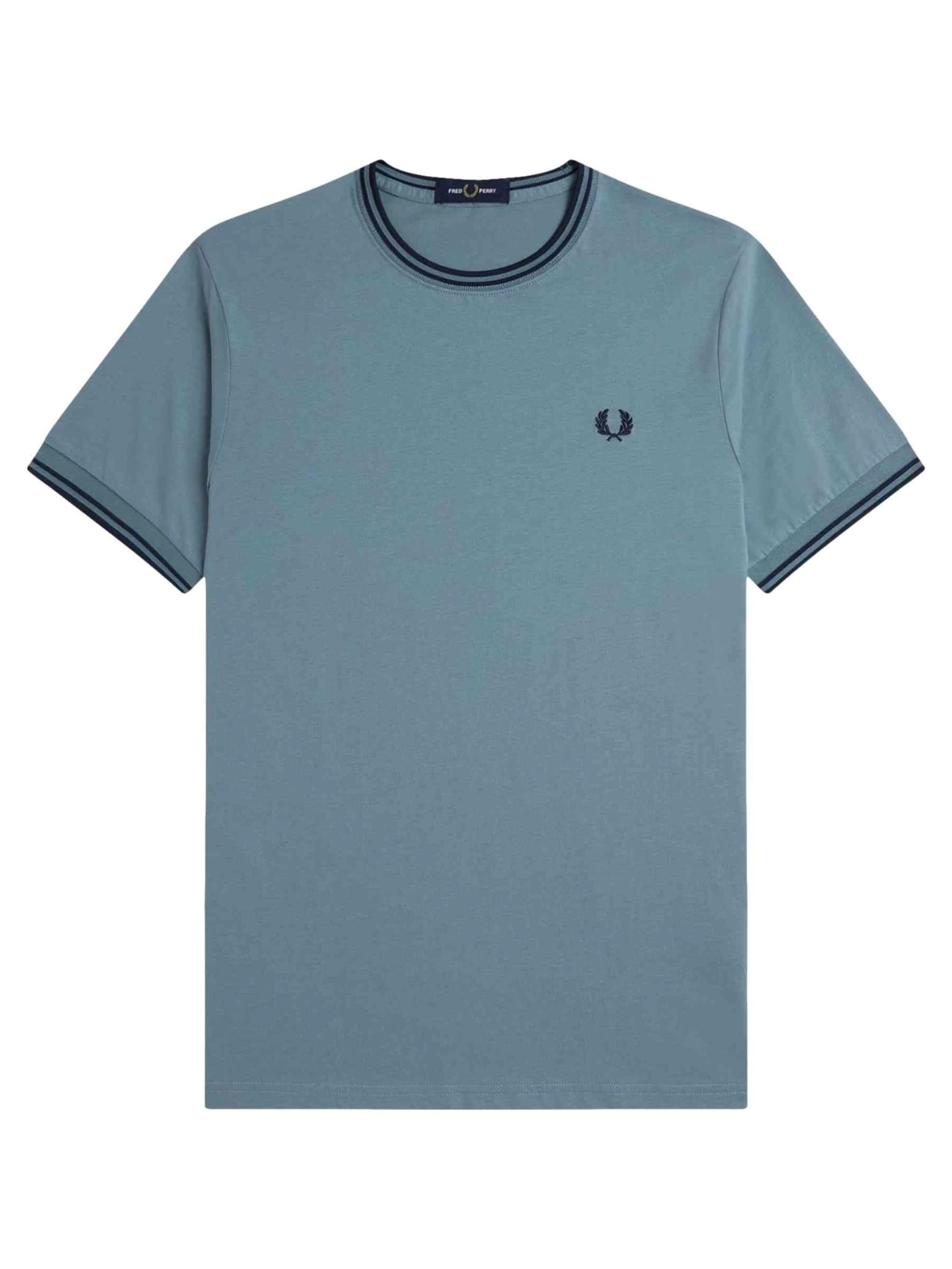 Fred Perry Koszulka 'Camiseta fred perry azul contrast ribeted tee' w kolorze niebieski: przód