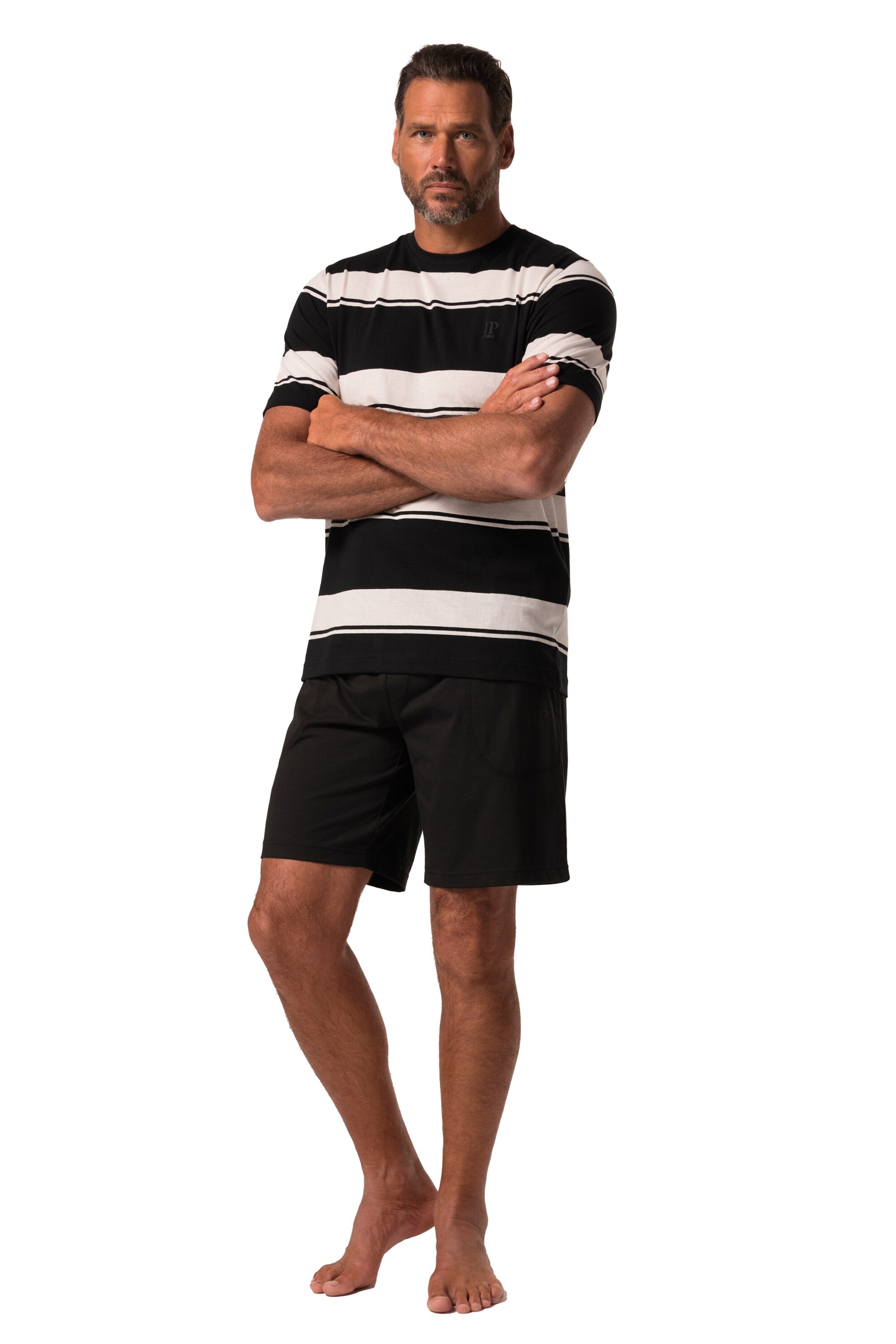 JP1880 Pyjama kurz in Schwarz: Vorderseite