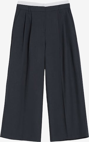 Bershka Wide leg Pleat-Front Pants in Grey: front