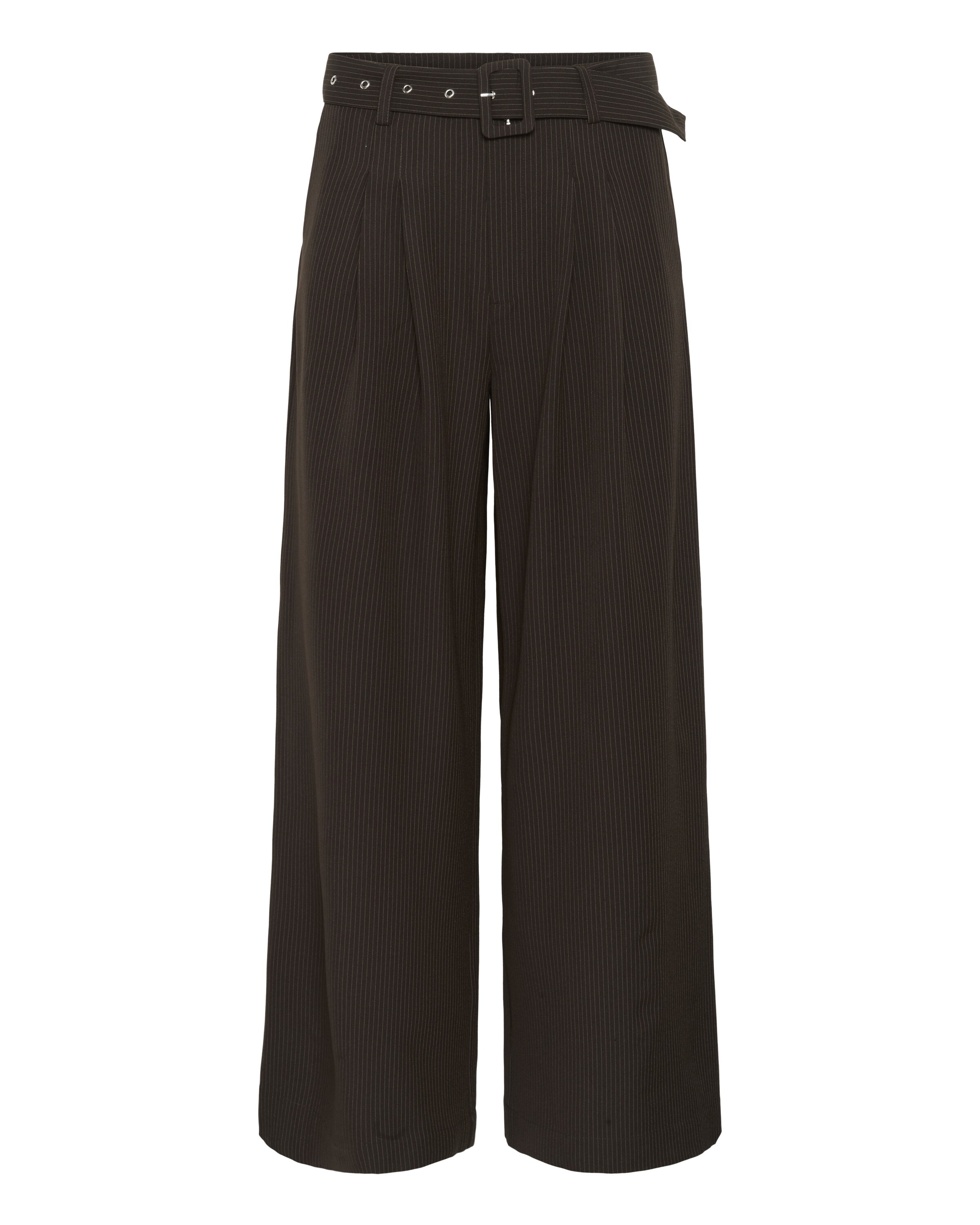 My Essential Wardrobe Wide leg Bandplooibroek 'VittaMW' in Bruin: voorkant