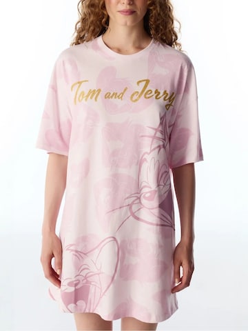 Chemise de nuit 'PENTI Tom&jerry Nachthemd mit Katzenmuster und kurzen Ärmeln' Penti en rose