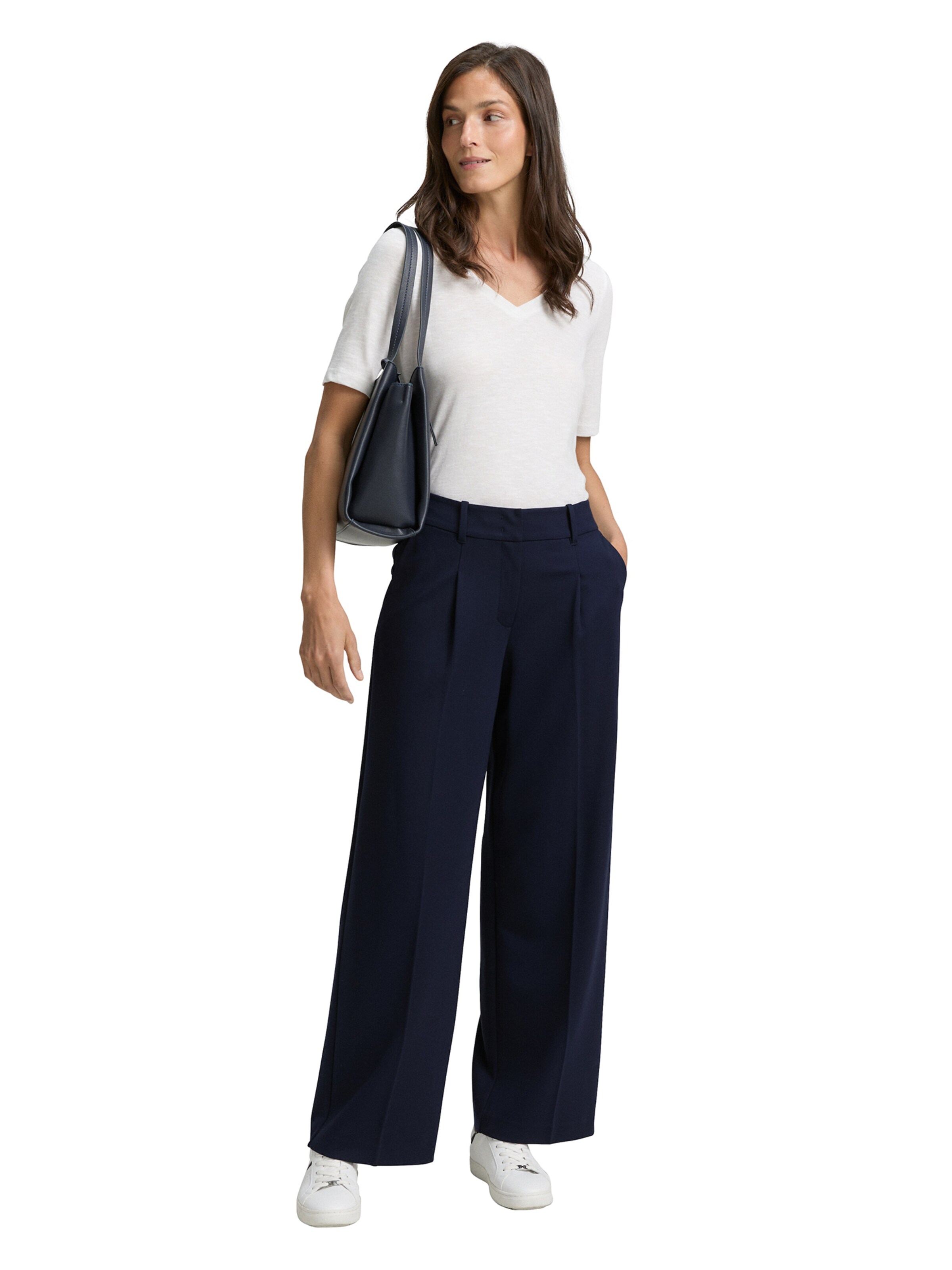 TOM TAILOR Wide leg Pleat-Front Pants 'Lea' in Blue