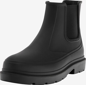 Pull&Bear Rubber Boots in Black: front