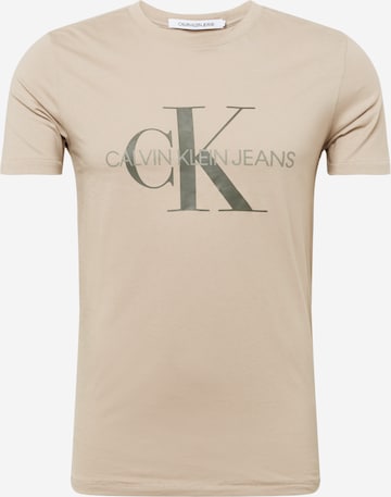 Calvin Klein Jeans T-shirt 'Monogram' i beige: framsida