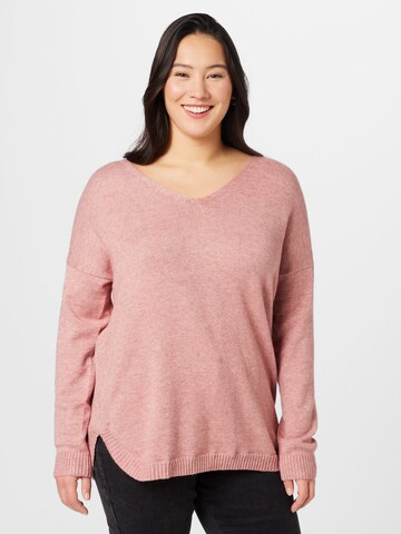 ONLY Carmakoma Sweater in Pink: front