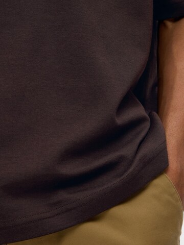 SELECTED T-Shirt 'SLHOscar' in Braun