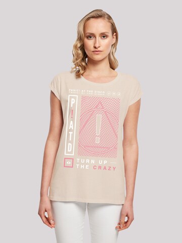 F4NT4STIC Shirt 'Panic At The Disco Turn Up The Crazy' in Beige: voorkant