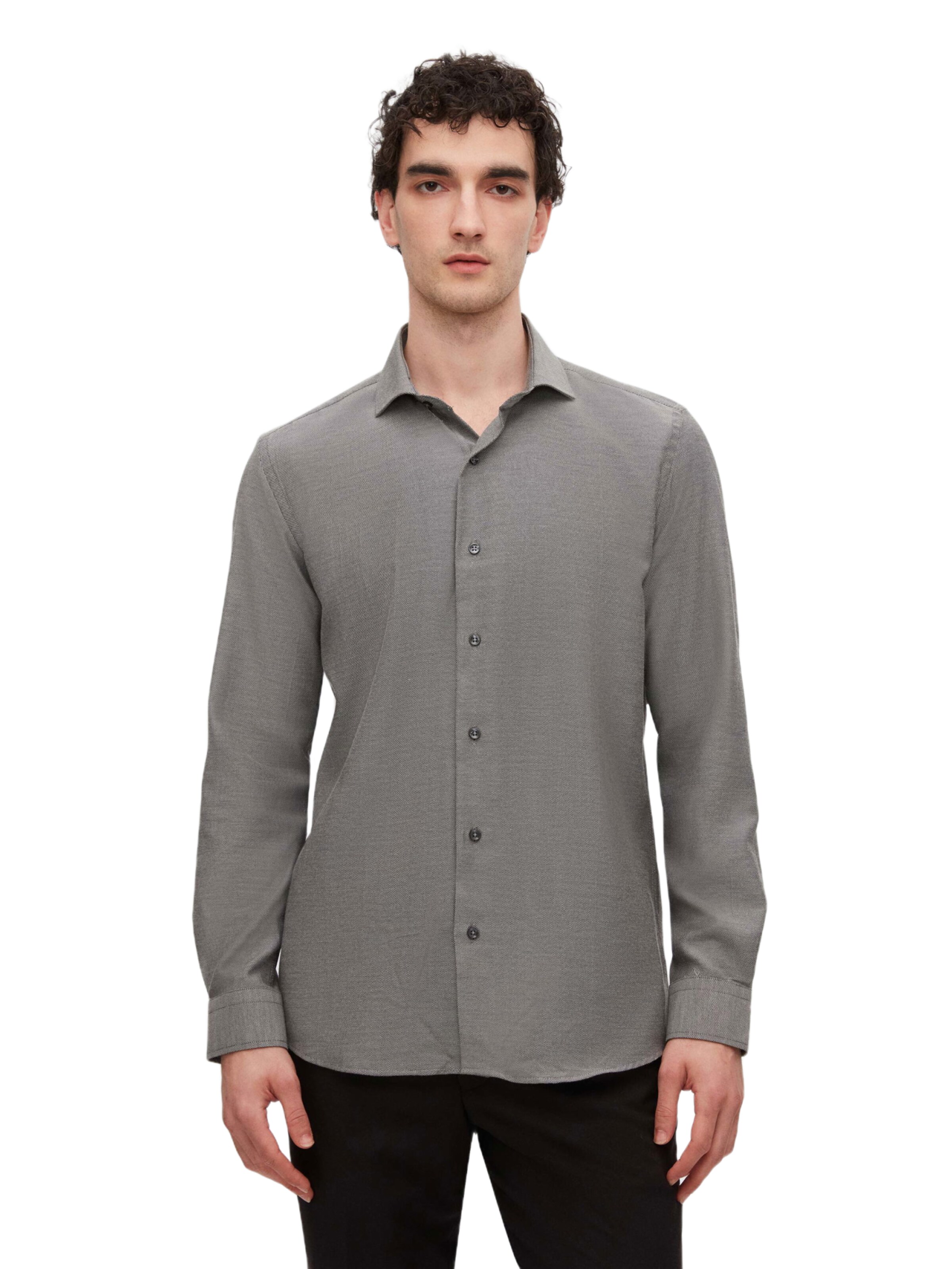D’S Damat Regular fit Button Up Shirt in Grey: front