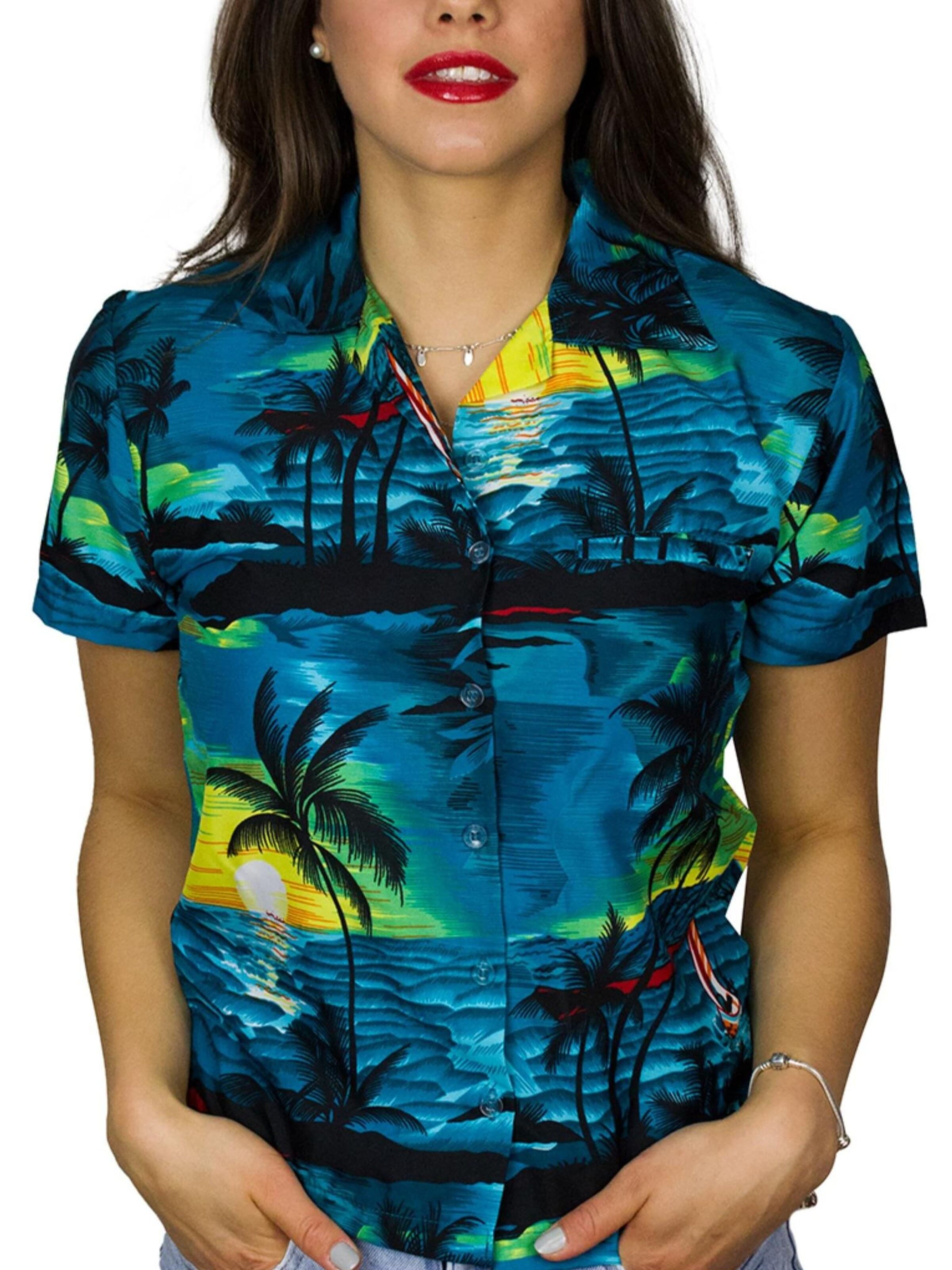 King Kameha Blouse 'Surf' in Groen: voorkant