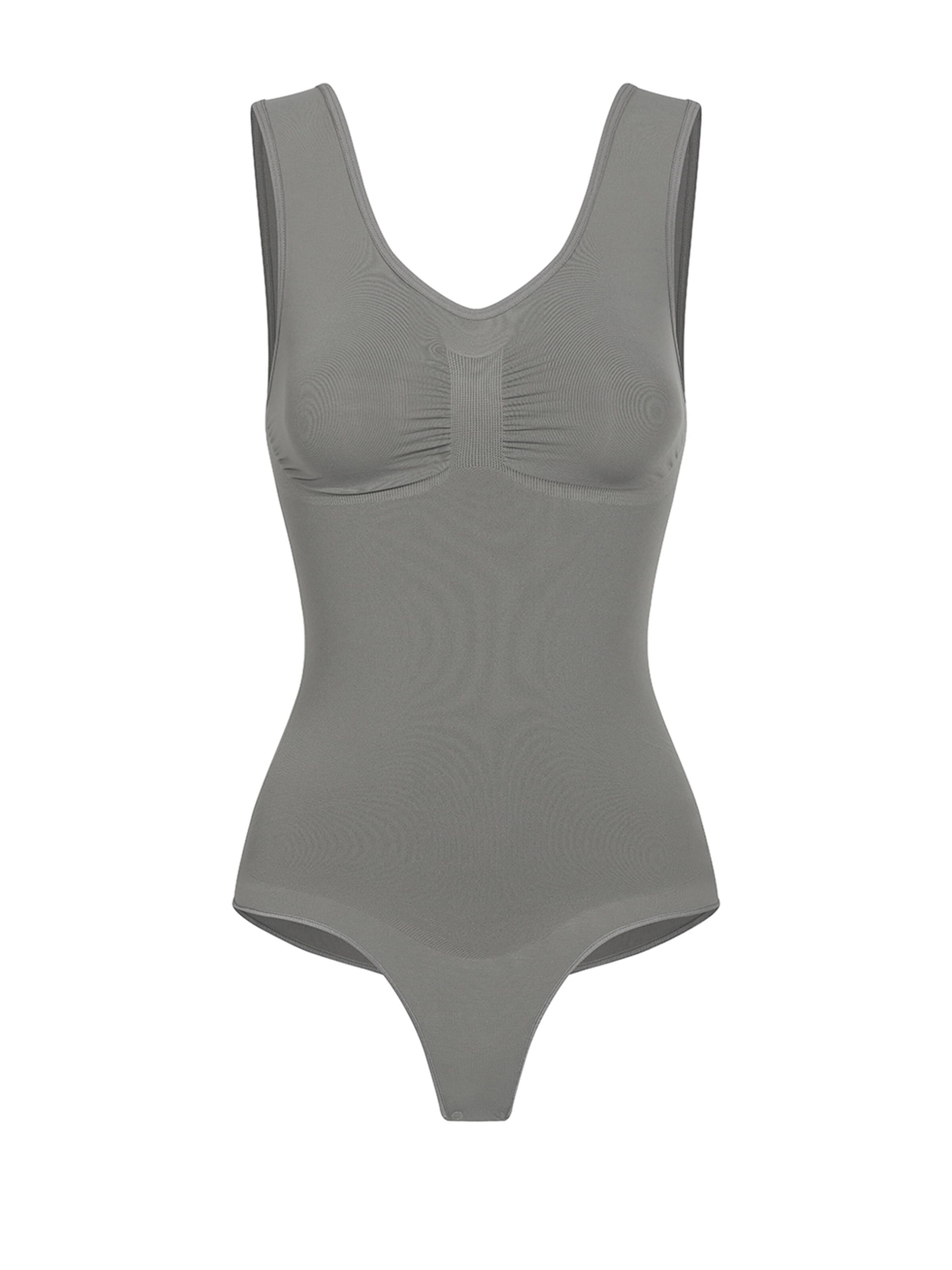 cfab (formerly creamy fabrics) Shapingbody 'Tank Bodysuit Sculpting Shapewear mit String'‌‌‌‌‌‌ in Grau: Vorderseite