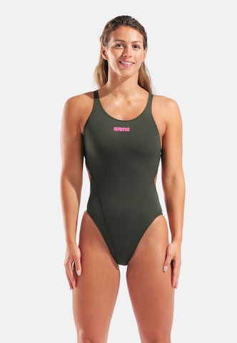 ARENA - Bustier Traje de baño 'SWIM TECH SOLID' en verde: frente