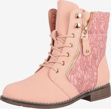 Elara Snørestøvletter i pink: forside