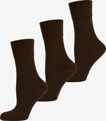 ELBEO Socks ' 3er-Pack Sensitive Bamboo ' in Brown: front
