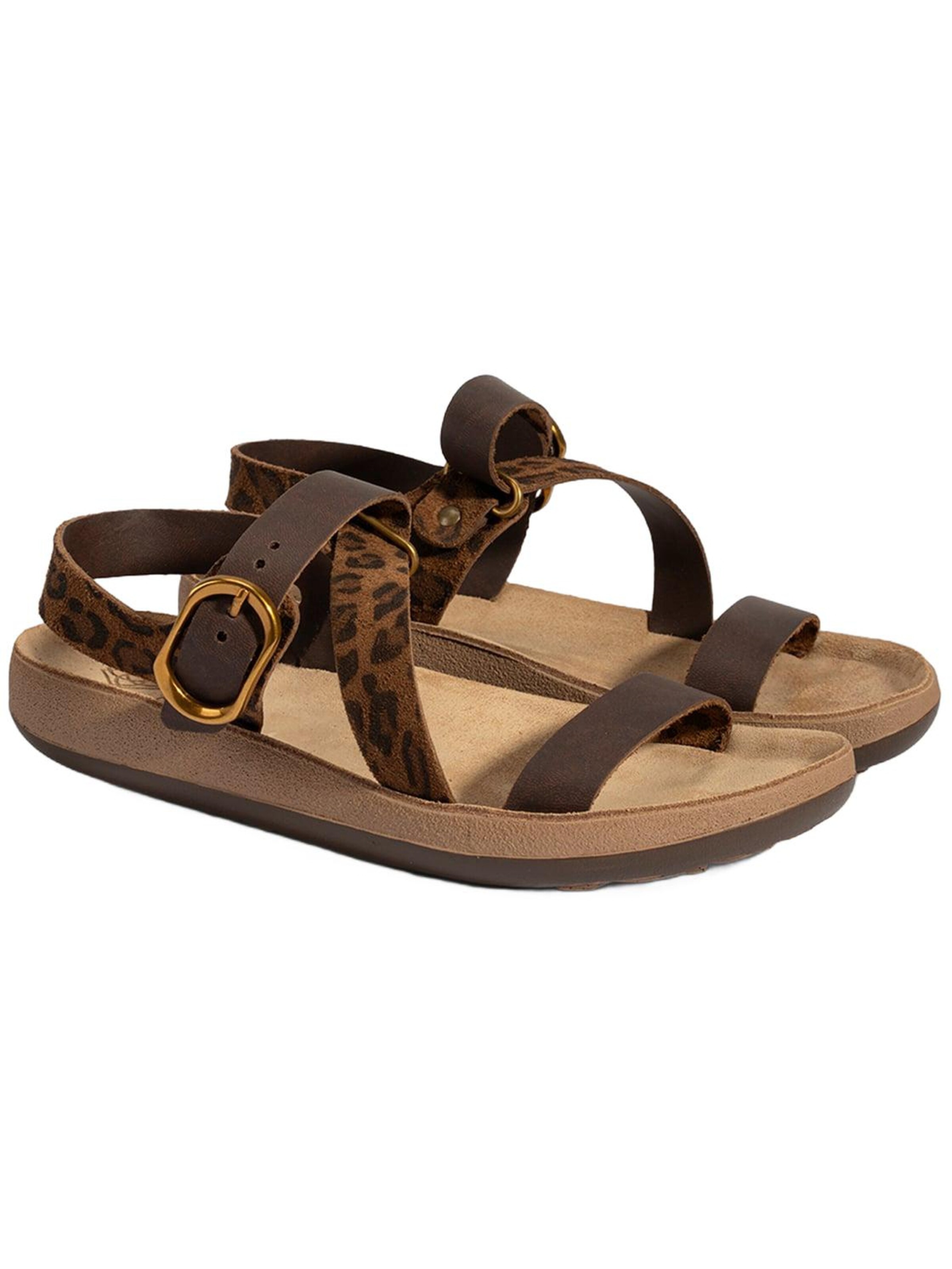 Desa Sandale 'DESA Damen-Sandalen aus Wildleder mit Leopardenmuster'‌‌‌‌‌‌‌ in Braun: Vorderseite