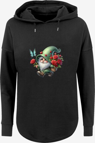F4NT4STIC Sweatshirt 'Gnom Frühling Blumen Schmetterling' in Black: front