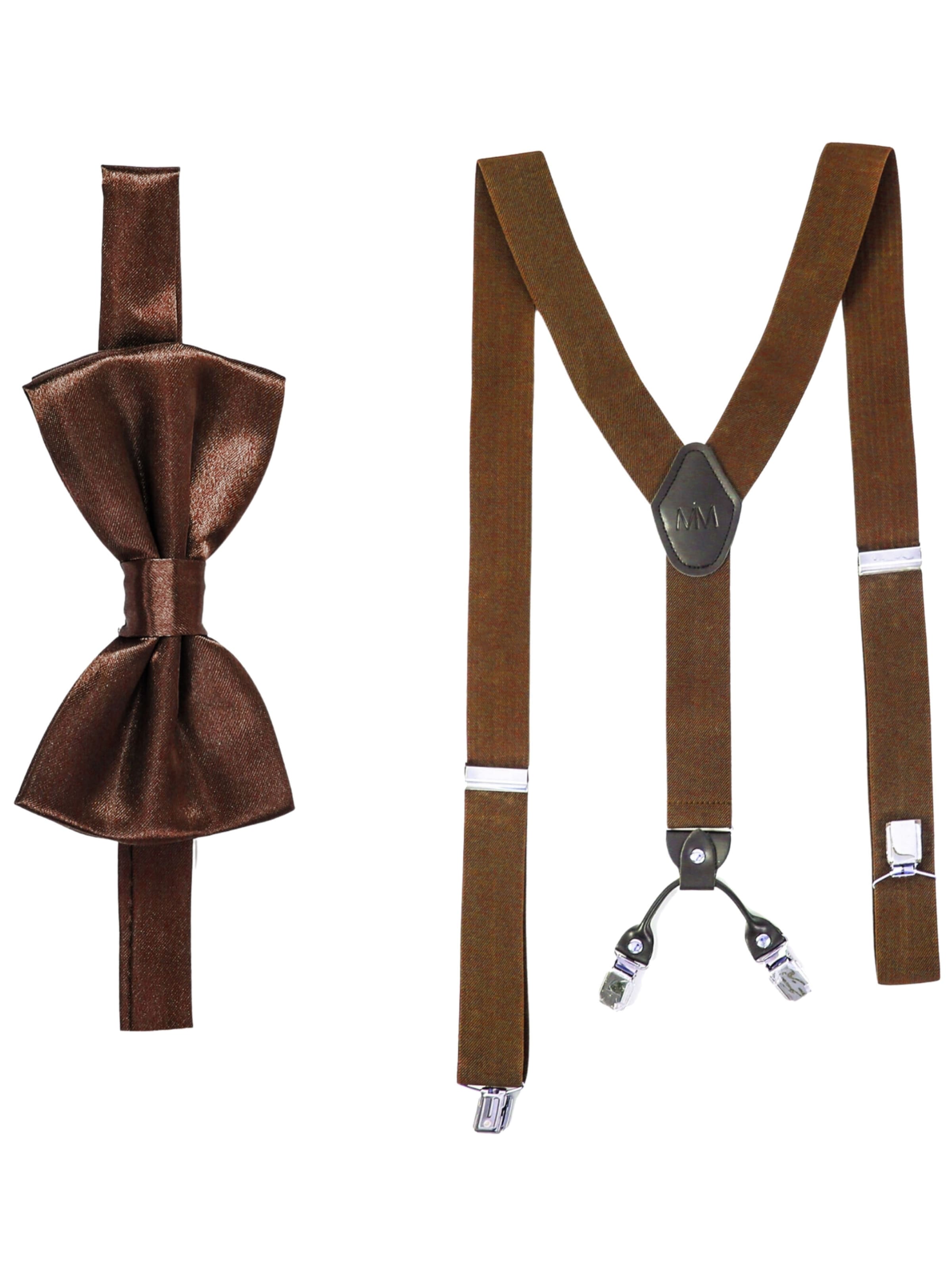 Massi Morino Suspenders in Brown: front