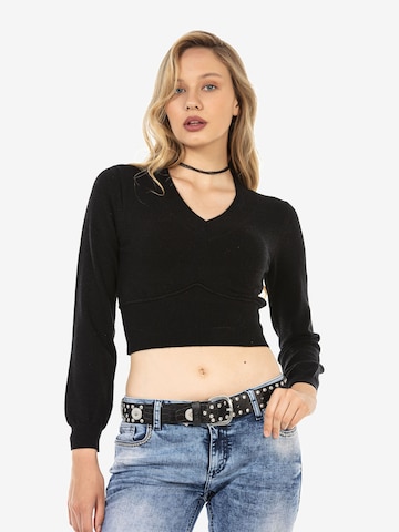 Pull-over CIPO & BAXX en noir : devant