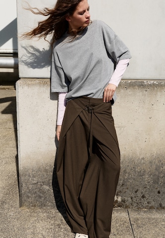 Pull&Bear Wide leg Trousers in Brown
