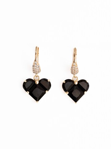 Secret Stones Earrings 'Black heart 2in1' in Black: front