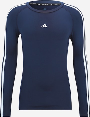 Maglia funzionale 'TECHFIT Compression Training 3-Stripes Long Sleeve' di ADIDAS PERFORMANCE in blu: frontale