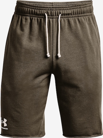 UNDER ARMOUR Regular Workout Pants 'Rival' in Green: front