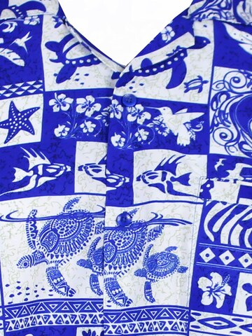 King Kameha Shirt 'Puzzle' in Blau