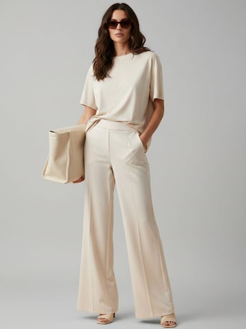 WEARABLE STORIES Wide leg Bandplooibroek 'Saar' in Beige