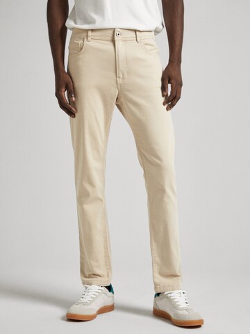 Skinny Jean Pepe Jeans en beige : devant