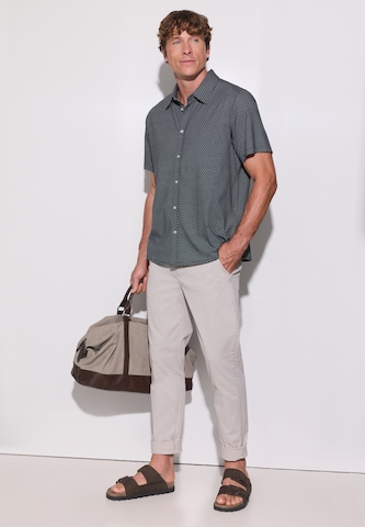 Street One MEN Regular Fit Kurzarm Hemd mit Print in Blau