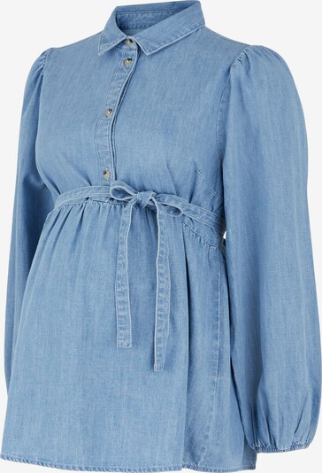 MAMALICIOUS Blouse 'MLATHENS' in de kleur Blauw denim, Productweergave