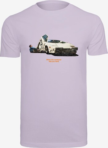 T-Shirt 'Weekend Wolf' Mister Tee en violet : devant