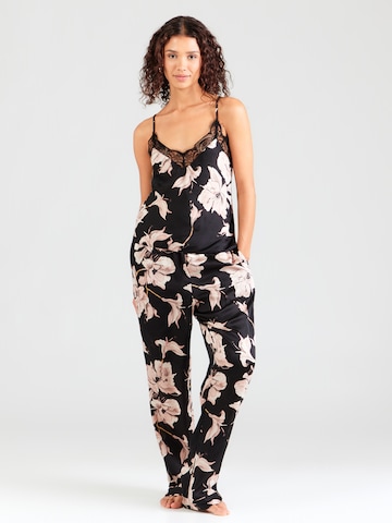 Pantaloni de pijama 'Flower' de la Hunkemöller pe negru