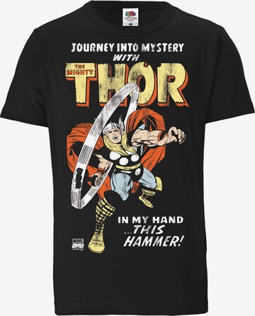 LOGOSHIRT Shirt 'Marvel Comics - Thor, Journey' in Zwart: voorkant