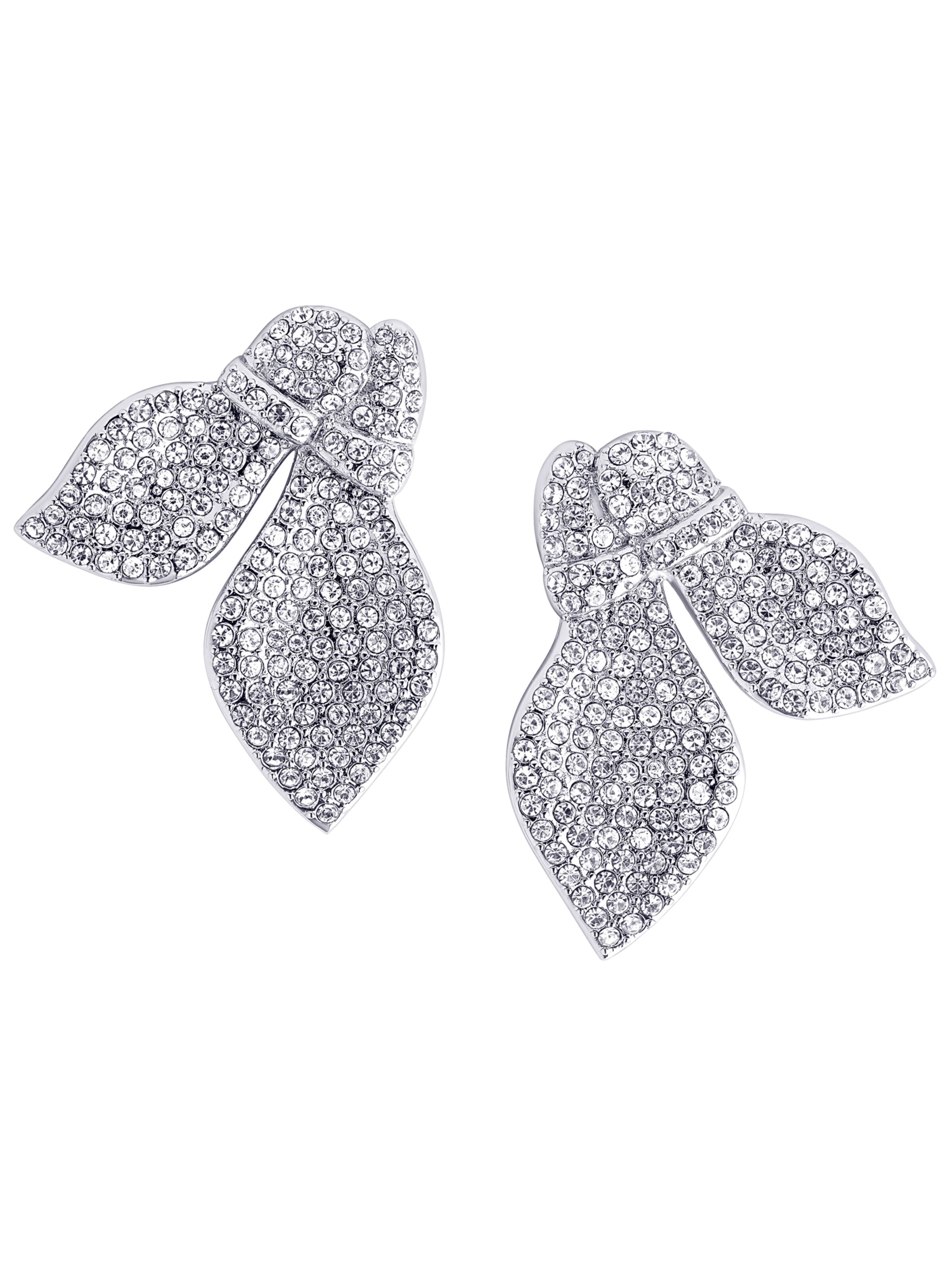 CLASSYANDFABULOUS Jewelry Earrings 'Crystal Leaf' in Silver: front