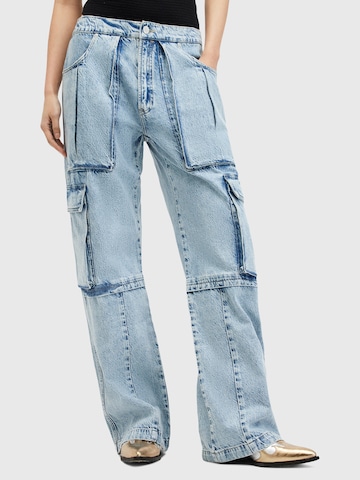 AllSaints Wide leg Cargo jeans in Blue: front