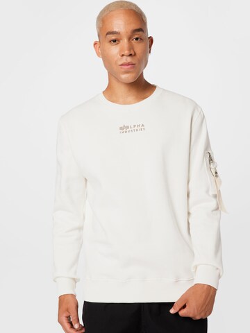 ALPHA INDUSTRIES Sweatshirt in Wit: voorkant