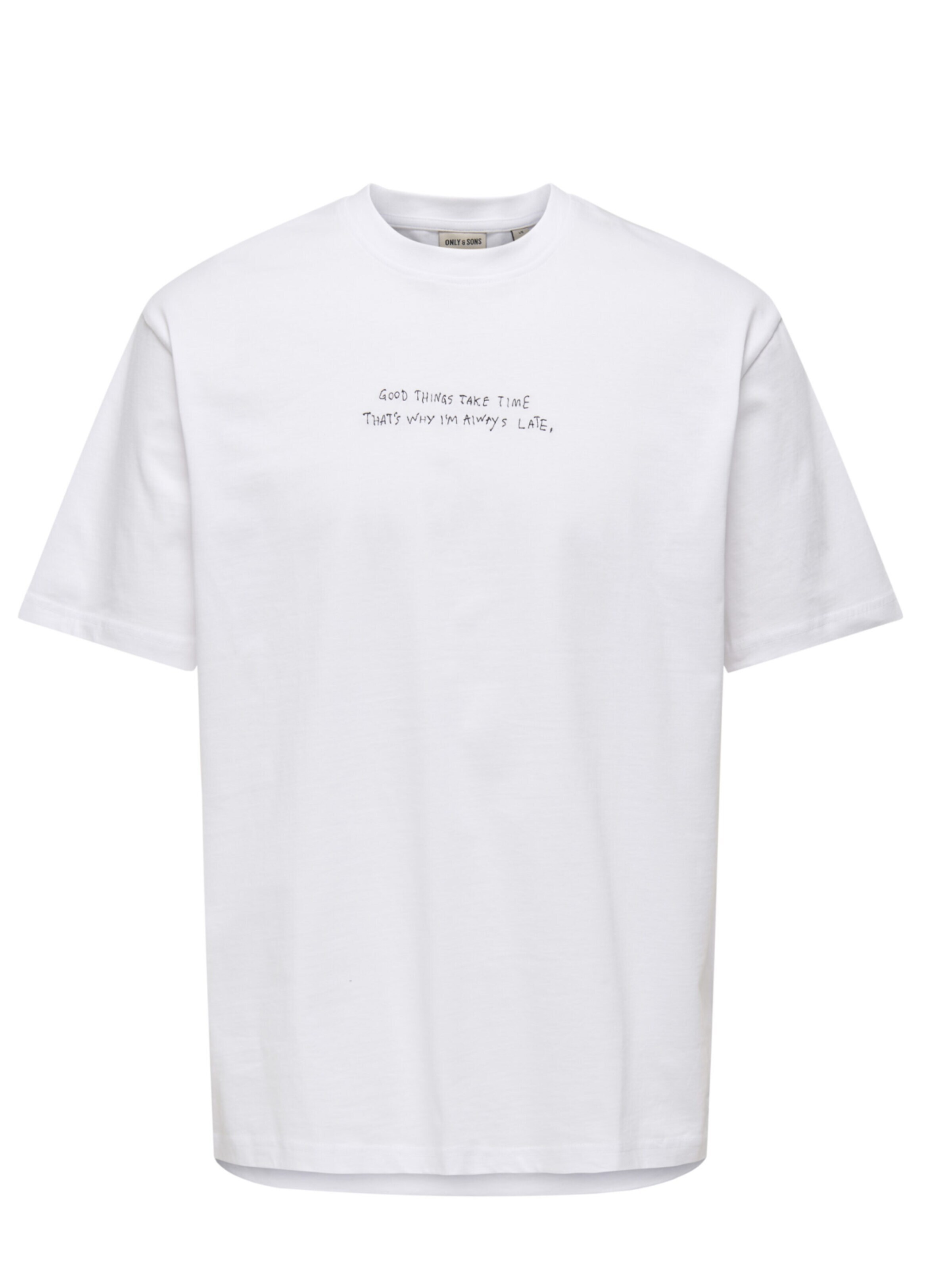ONLY Shirt 'ONLY - Heren t-shirt' in Wit: voorkant