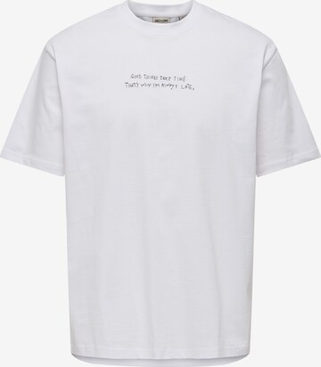 ONLY Shirt 'ONLY - Heren t-shirt' in Wit: voorkant